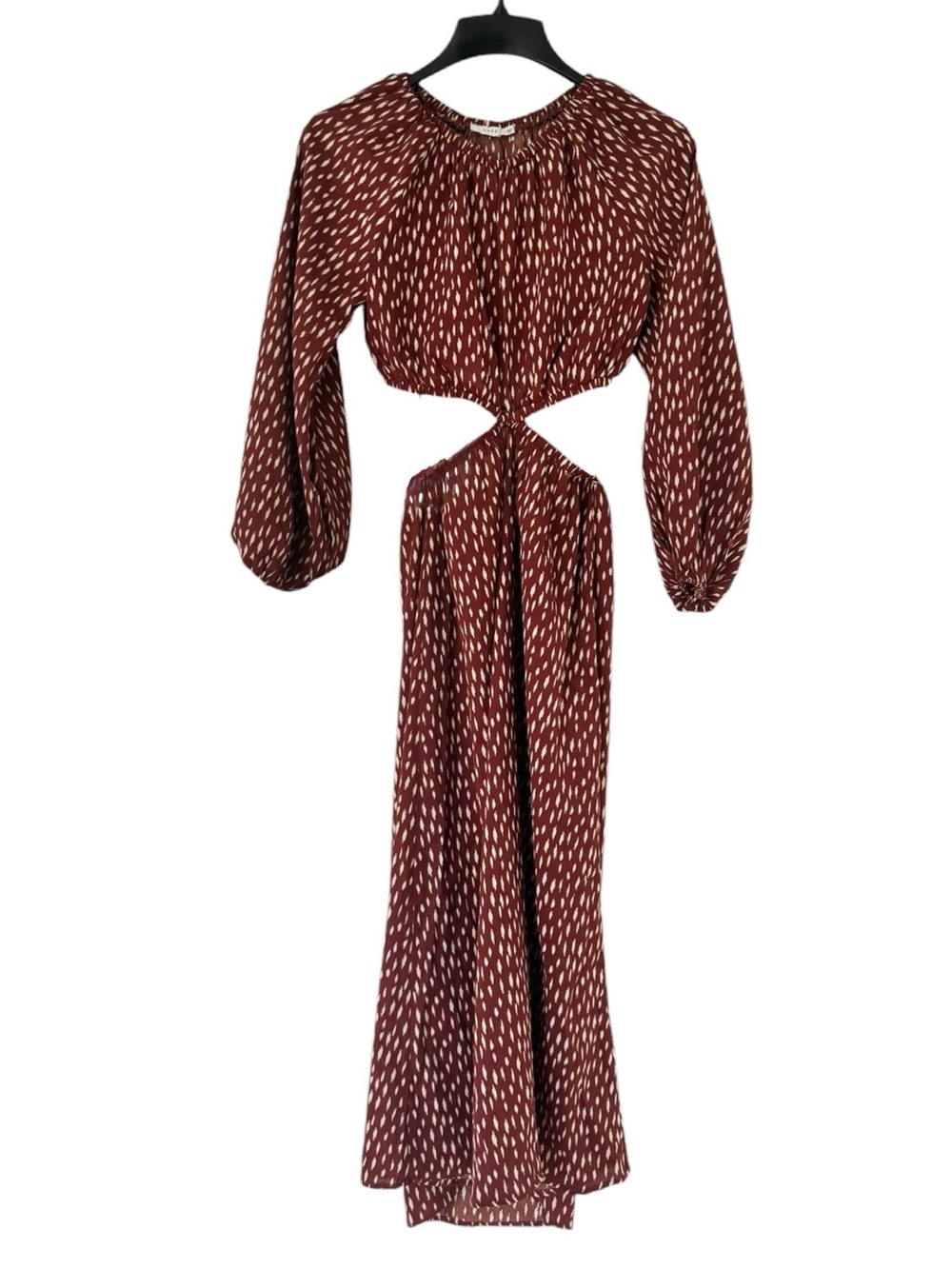 Cutout Maxi Dress with 3/4 Puff Sleeves